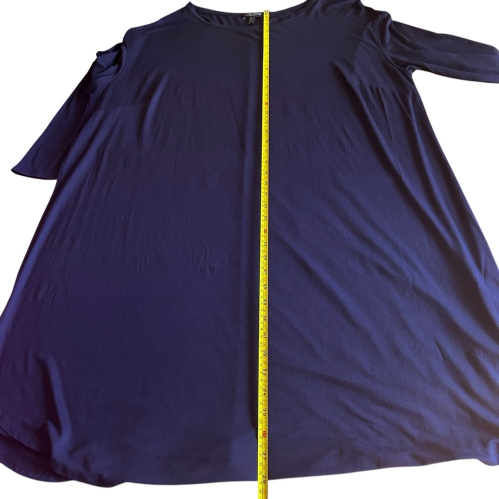 Eileen Fisher Woman sz 2X Jewel Neck jersey dress blue comfy stretch casual soft - Picture 11 of 14